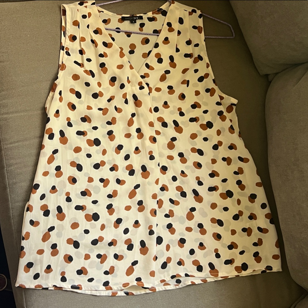 Papermoon Sleeveless Blouse with Black and Orange Dots
